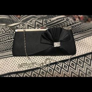 Lulu Townsend black sateen clutch